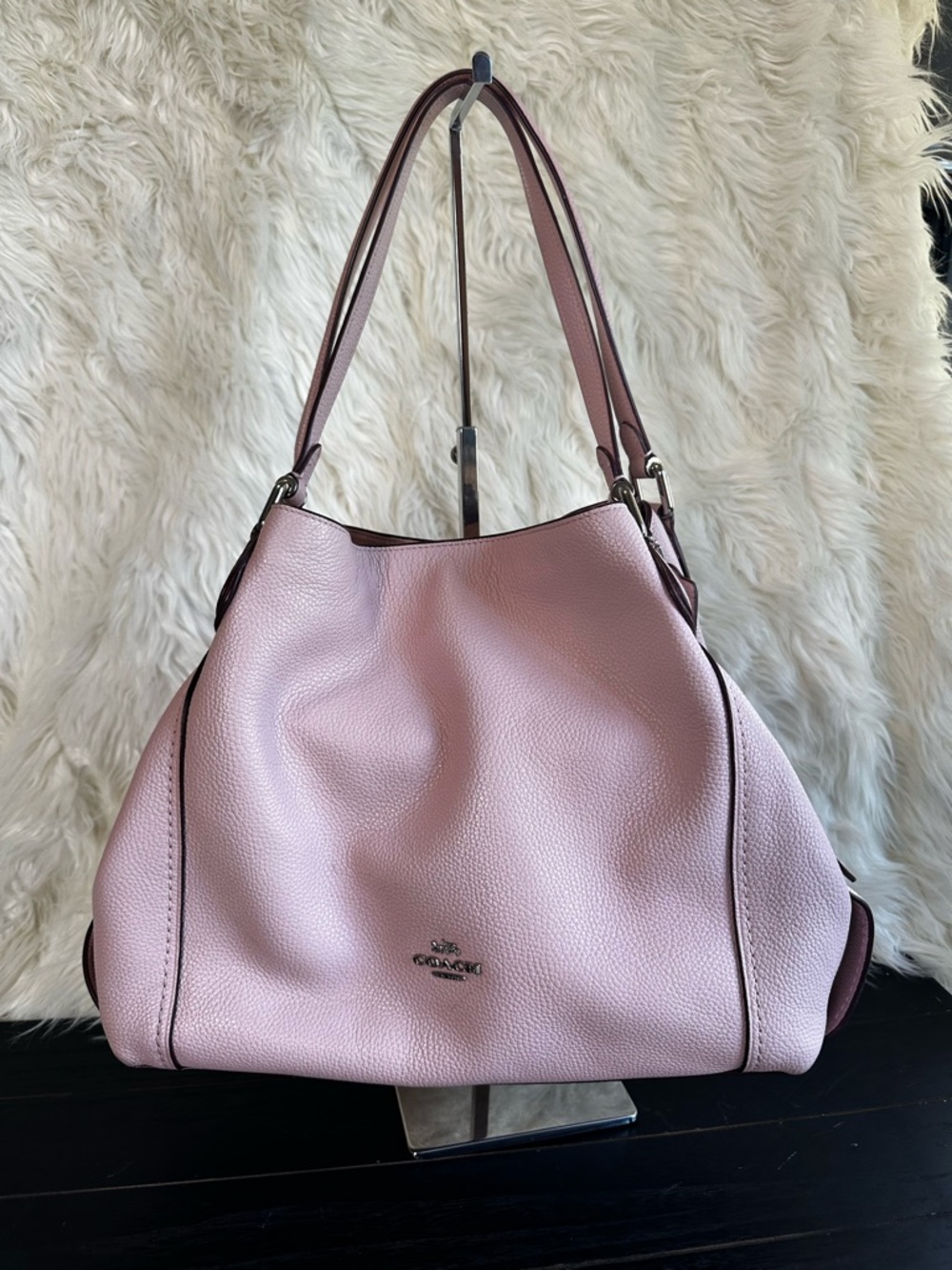 Coach Pink Pebbled Leather Edie Shoulder Bag